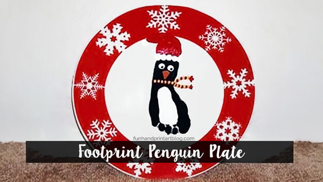 企鹅板是一个可爱圣诞脚印艺术思想