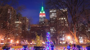 纽约州度假灯带红绿点火帝国大厦后台